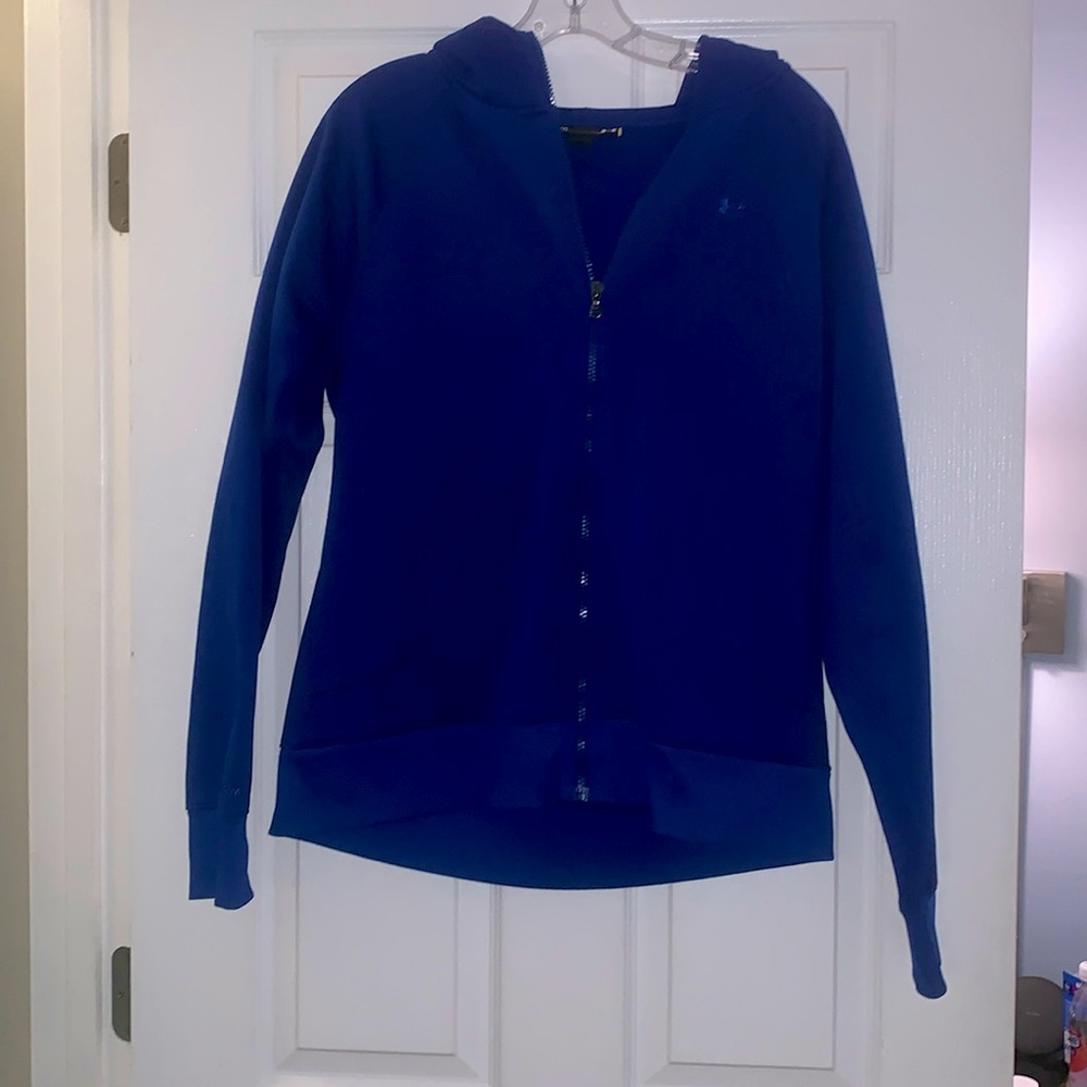 Large Blue Under Armour Zip-Up with a Hood